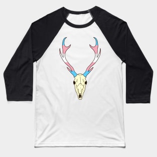 Transgender Pride Deer Skull Baseball T-Shirt